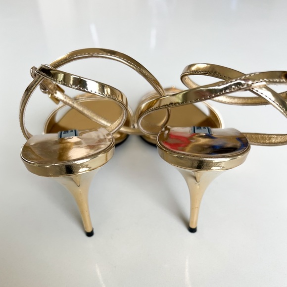 Prada Metallic Gold Leather Heels Sandals - Picture 4 of 6